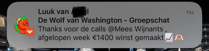 Screenshot van de beleggingsresultaten van Rob ($1,400+)